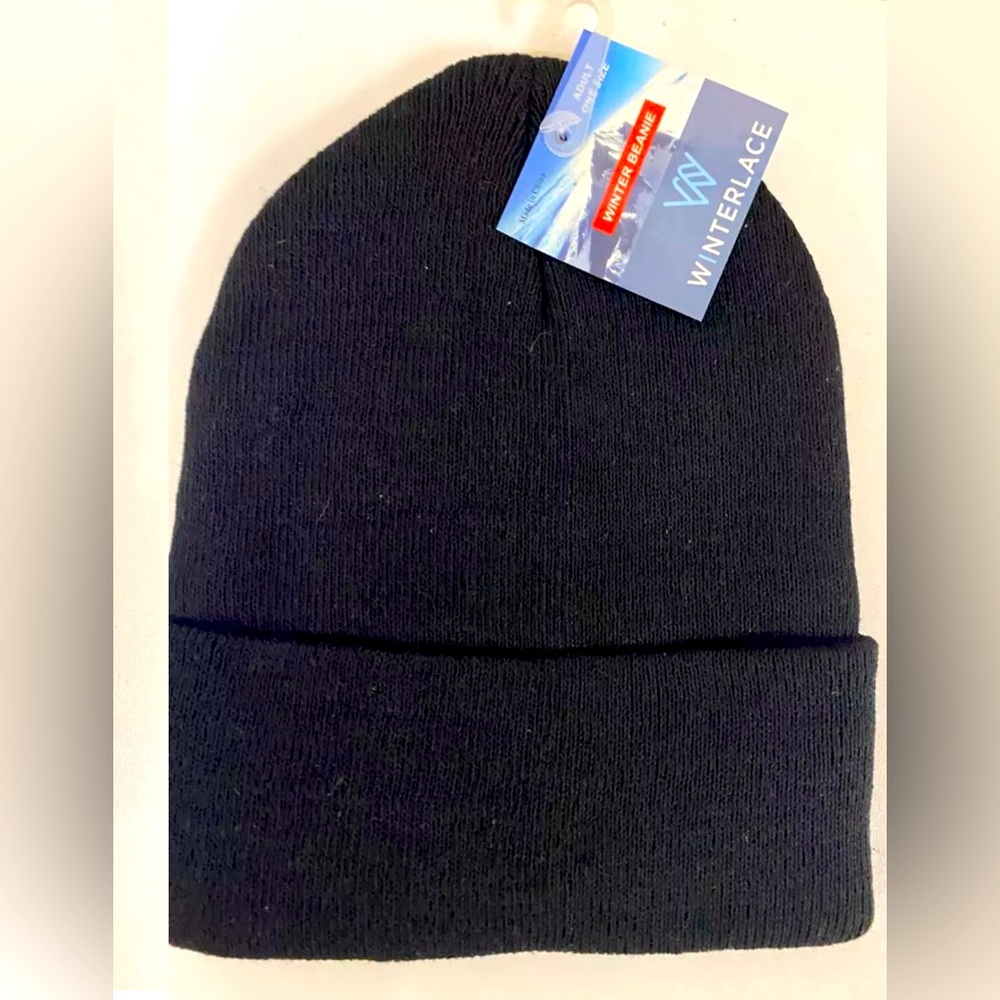 New Adult Winterlace Brand black knit snow cap. One size